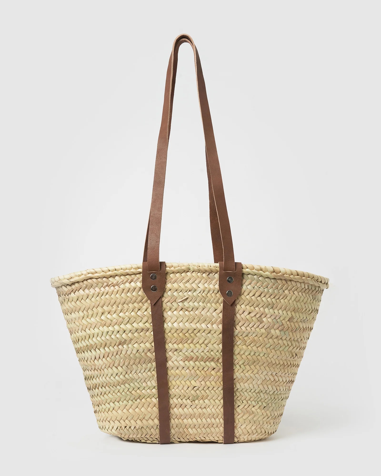 straw basket bag with leather straps