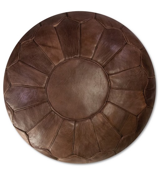 premium chocolate brown leather pouf