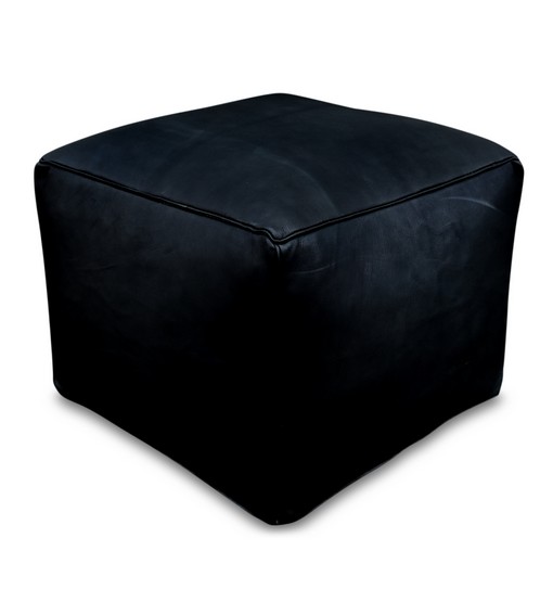 square black small leather pouf