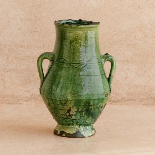 the nopo morocco beyond marrakech tamegroute vase with handles green