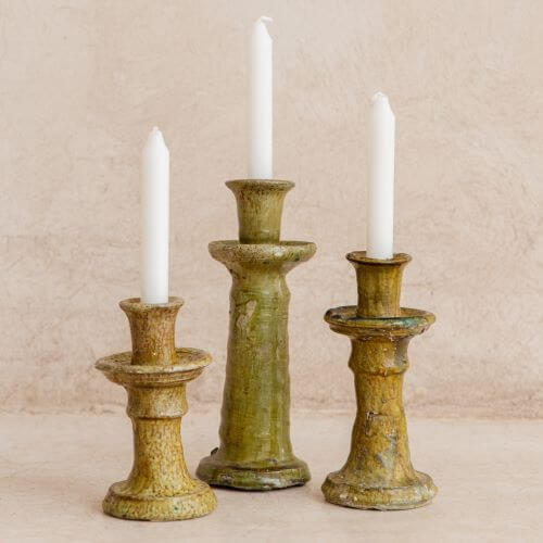 the nopo morocco salah eddine zahouan tamegroute candle holders ochre yellow